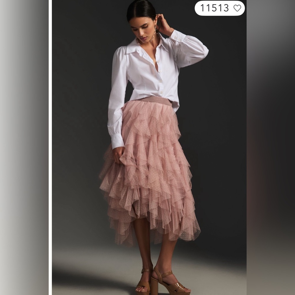 Anthropologie Pink Midi Skirt